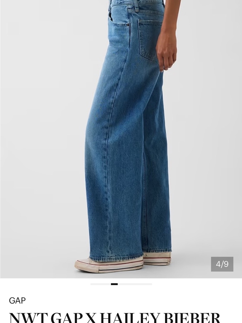 GAP x Hailey Bieber Low Rise Loose Fit Jeans - Light Blue Wash, size 26 - Picture 4 of 9
